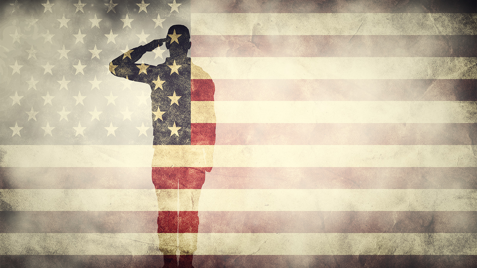 American flag and a veteran