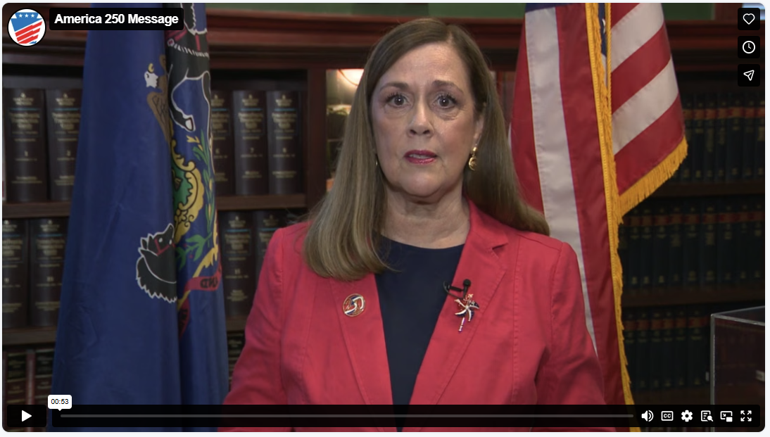 Video of Sen. Baker in the Senate Library speaking about America’s 250th birthday while reflecting on her ancestor, one of many whose contributions helped shape and build our nation. 