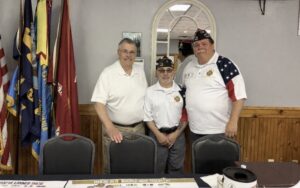 Sen. Baker’s staff member with Commander and Jr. Vice Commander of Milford VFW.