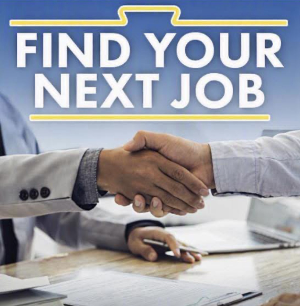 Find your next job, two people shaking hands